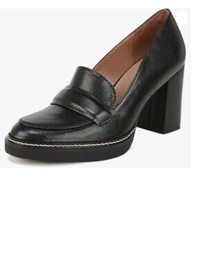 YDN Black Penny Loafers Round Toe Pumps Platform Chunky High Heel Slip On Shoe
